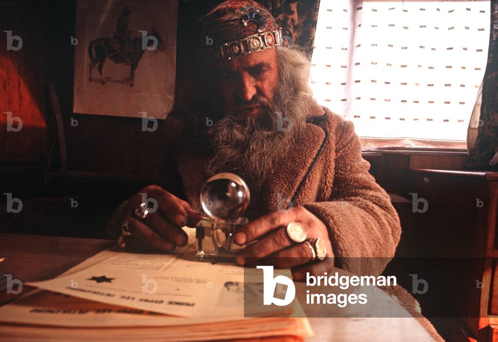 Prince Gypsy Lee, fortune teller, Hampstead Heath Fair, London, UK, 1972 (photo)