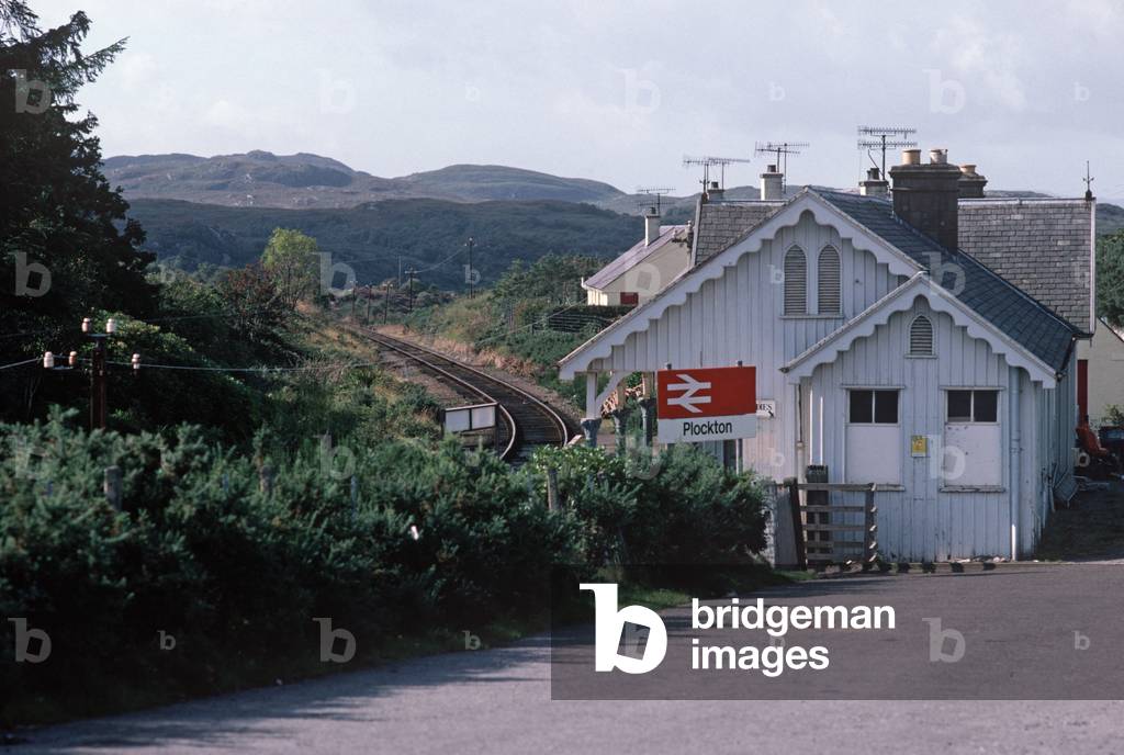 British Rail Plocton railway station on the Kyle of Lochalsh line, Loch Carron, North West Coast of Scotland, 1982 (photograph)