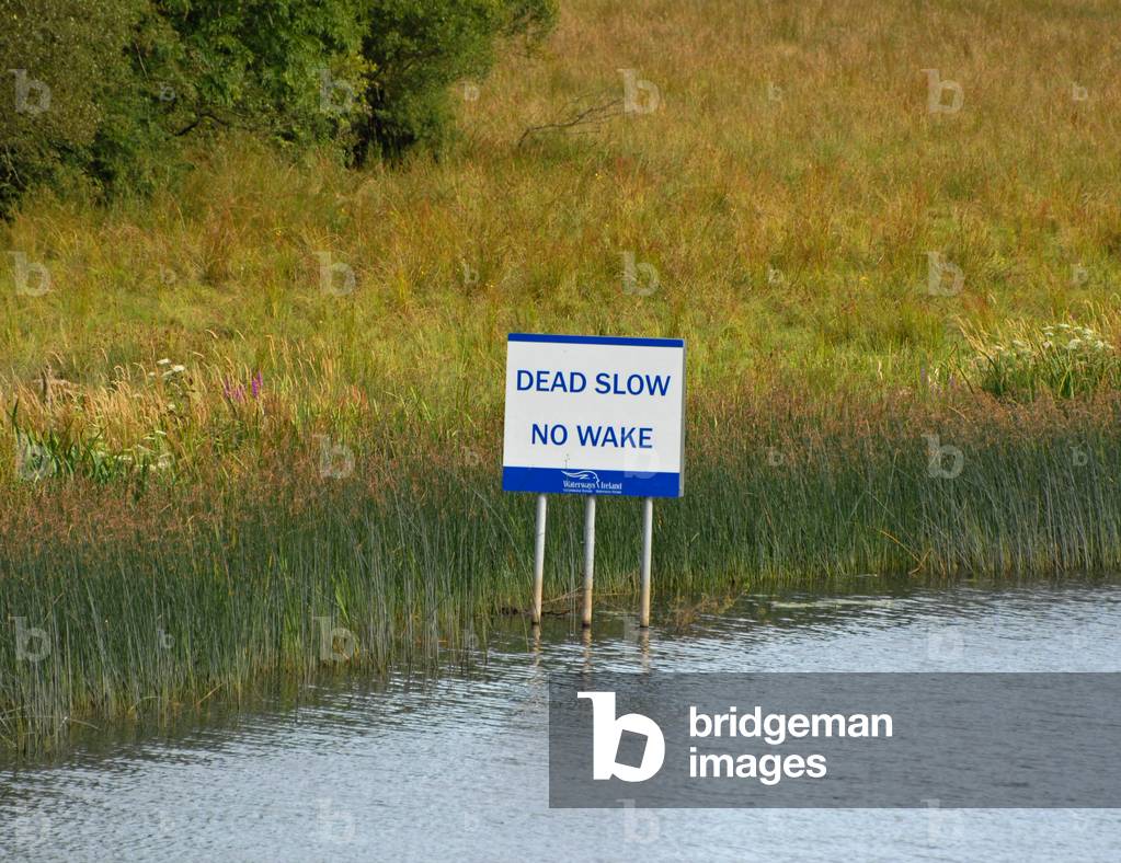 Boat Slow Speed Sign, Upper Lough Erne, County Fermanagh, Northern Ireland, UK (photo)