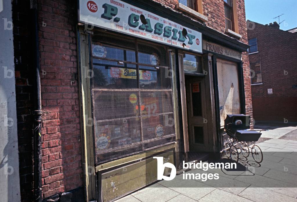 Shop Front Grill against Rioting and Bomb Damage During The Troubles Northern Ireland, 1972 (photo)