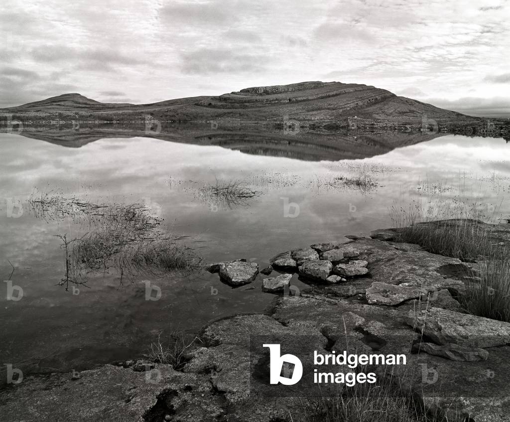 Freshwater lake in the Burren (b/w photo)