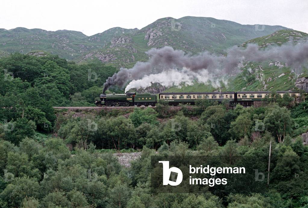 Steam train LNER The Great Marquess on The West Highland Line, Scotland, 1989 (photograph)