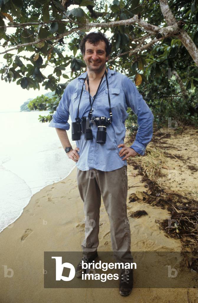 Author Douglas Adams in Madagascar in search of the Aye-Aye Lemur, 1985 (photo)