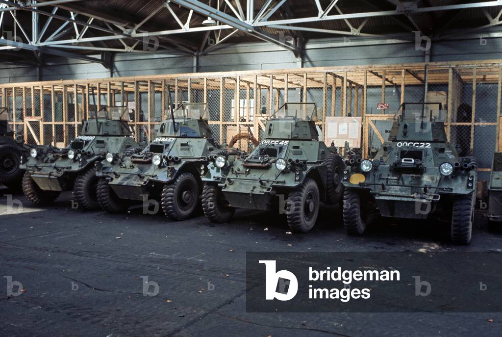 British Army Ferret Scout Cars used during The Troubles, Northern Ireland, 1972