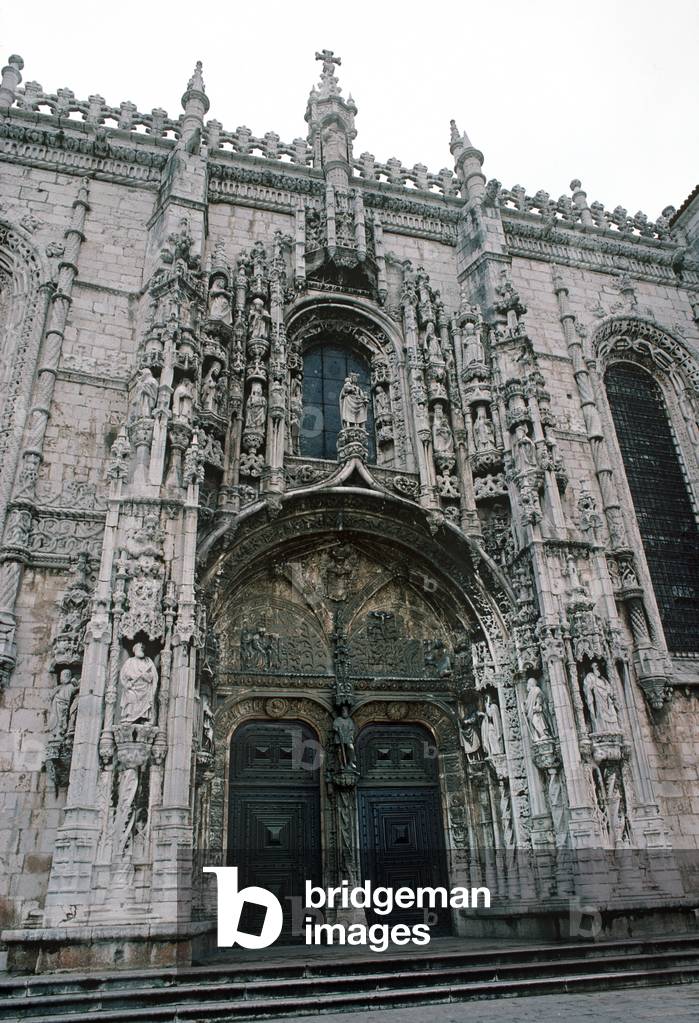 Ornate South portal to Jeronimos Monastery, Hieronymites Monastery, Lisbon, Portugal (photo)