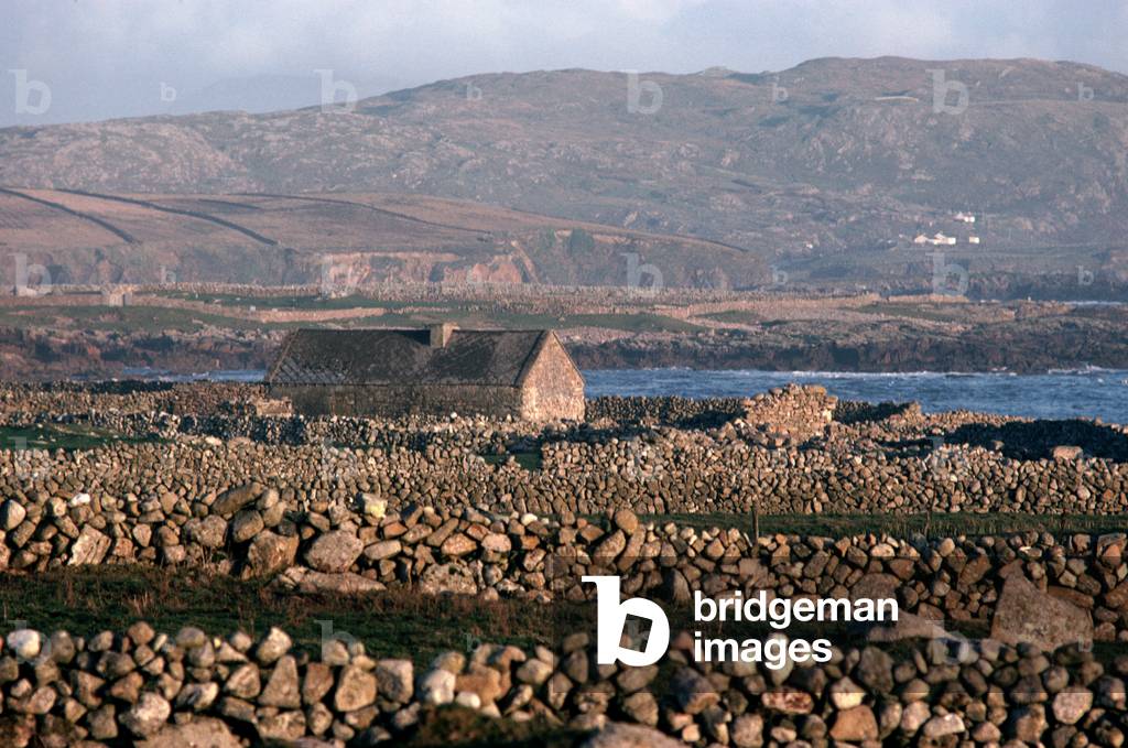 Abandoned stone cottage, Inishturbot island, Connemara, County Galway, Ireland (photo)