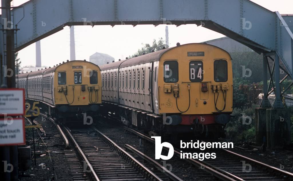 Diesel Multiple Units at South Acton railway sation on the North London Line, London, 1980s, 1982 (photograph)