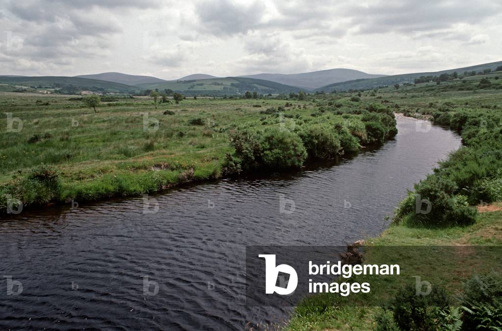 River Liffey near its source, County Wicklow, referred to in James Joyce 'Finnegans Wake' as Anna Livia Plurabelle whose name embodies the river, Ireland (photo)