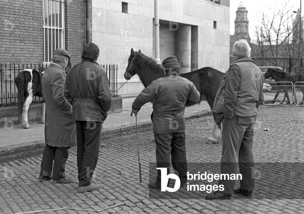 Horse dealers in Smithfield horse market, Dublin, Ireland, 90s