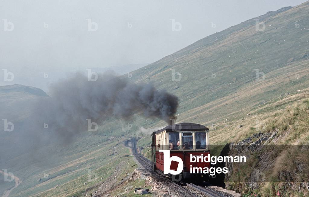 Snowdon Mountain Railway steam locomotive, Wales, 1991 (photo)
