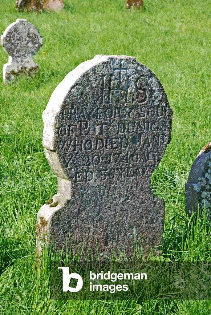 Gravestone, Galloon Island Graveyard, Upper Lough Erne, County Fermanagh, Northern Ireland, UK (photo)