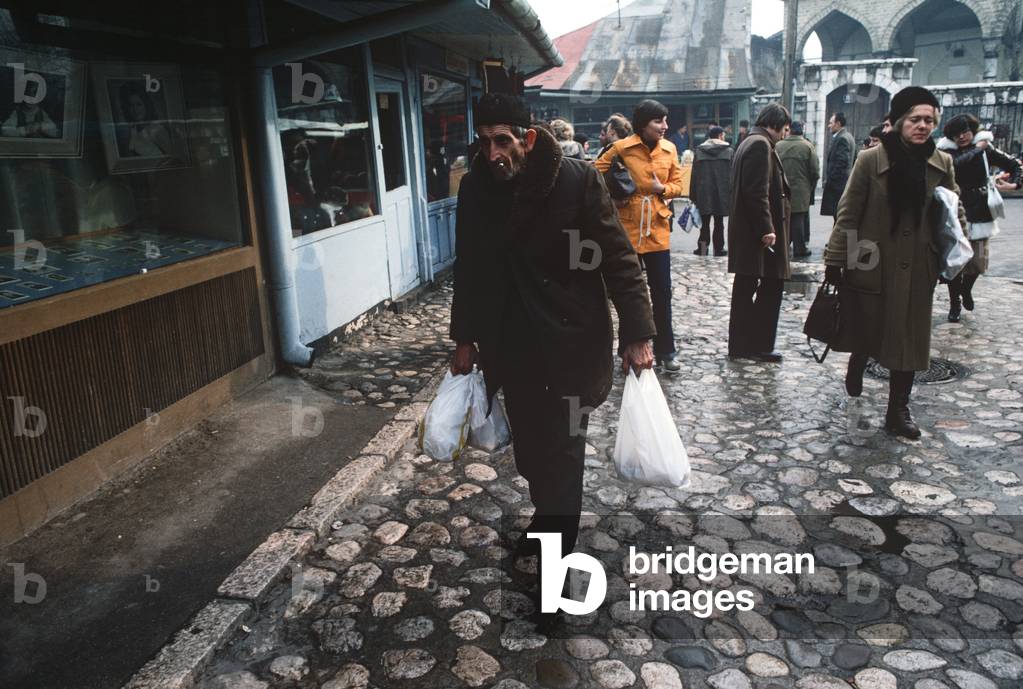 Historical market area in Sarajevo, former Yugoslavia
