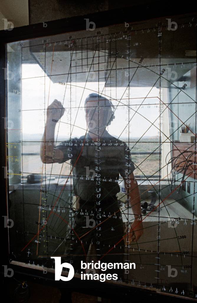 United States Army Soldier  Plotting Missile Course At Mcgregor Firing Range, New Mexico, USA, 1983 (photo)