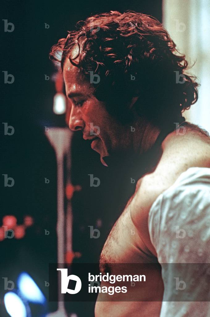 Kenneth Anger during filming of 'Lucifer Rising' in London, 1972 (b/w photo)