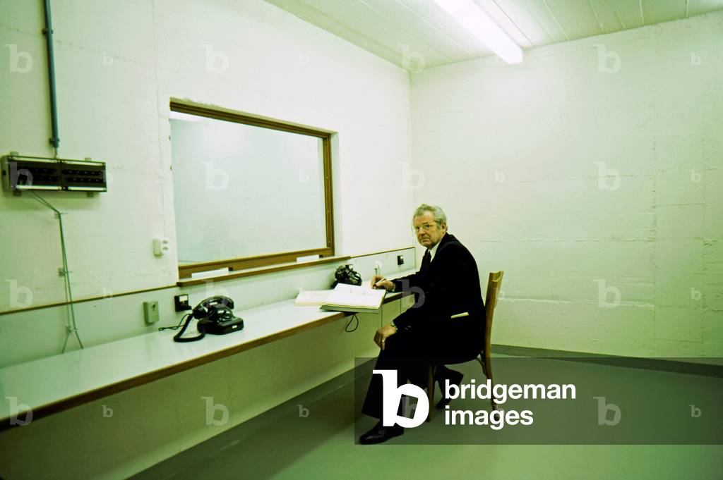 Director of Civil defence in a suburban commune underground nuclear fall-out shelter, Switzerland (photo)