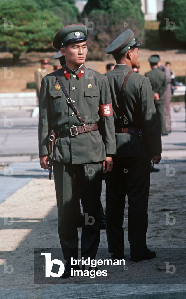North Koreans soldiers during South and North Korean talks at Panmunjom, Korean Demilitarized Zone, DMZ Line (photo)