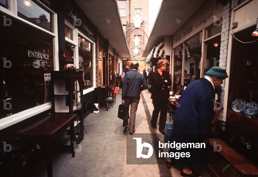 Camden Passage known for its antique shops, Islington, London, UK, 1970s (photo)