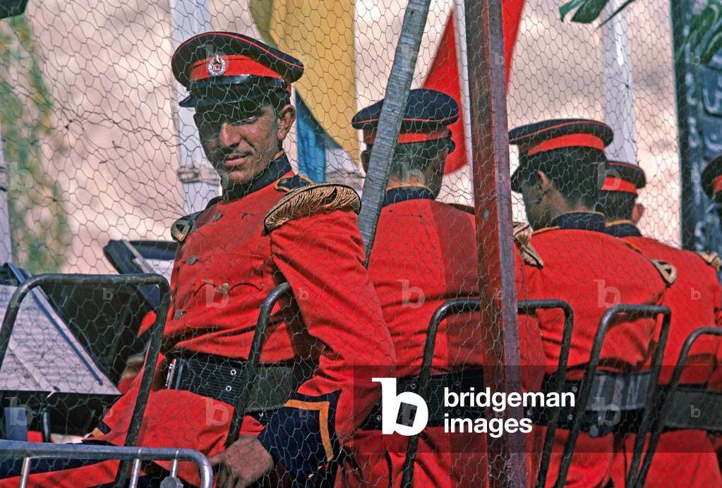 Army band at Gilgit polo game, Gilgit-Baltistan Administrative Area, Pakistan (photo)