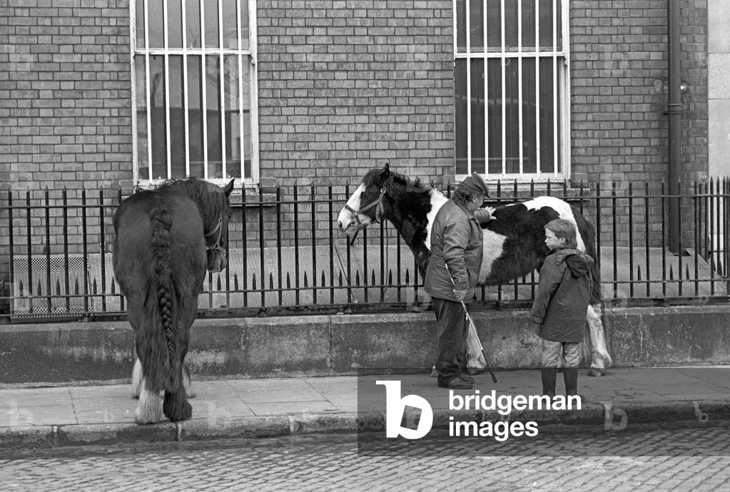 Horse dealers in Smithfield horse market, Dublin, Ireland, 90s