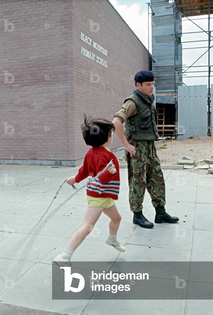 Black Mountain Primary School used as a British Army Look Out Post onto Nationalist West Belfast, Northern Ireland, 1972
