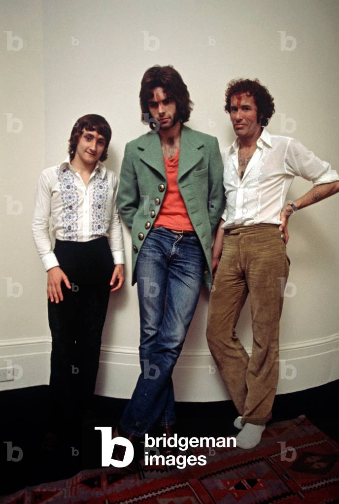 Kenneth Anger with actors during filming of 'Lucifer Rising' in London, 1972 (b/w photo)