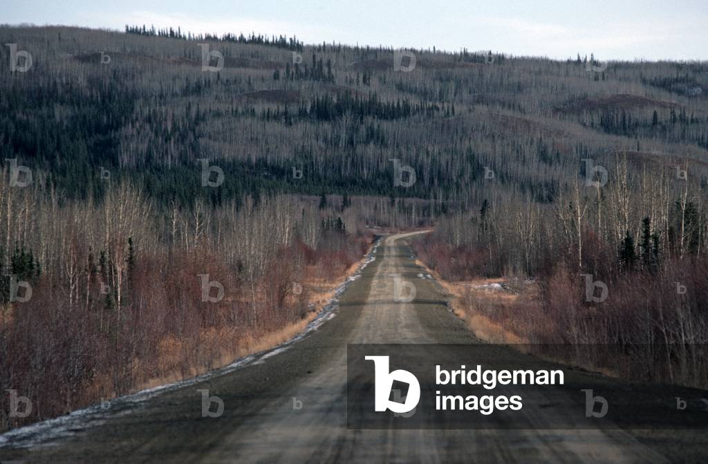 Snow capped mountains on Klondike Highway, Yukon Territories, Canada (photo)