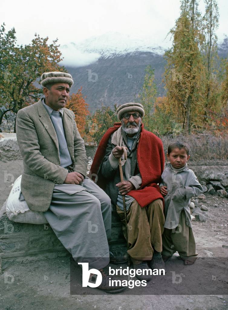 Three generation family in the Hunza Valley, Gilgit-Baltistan Administrative Area, Pakistan (photo)