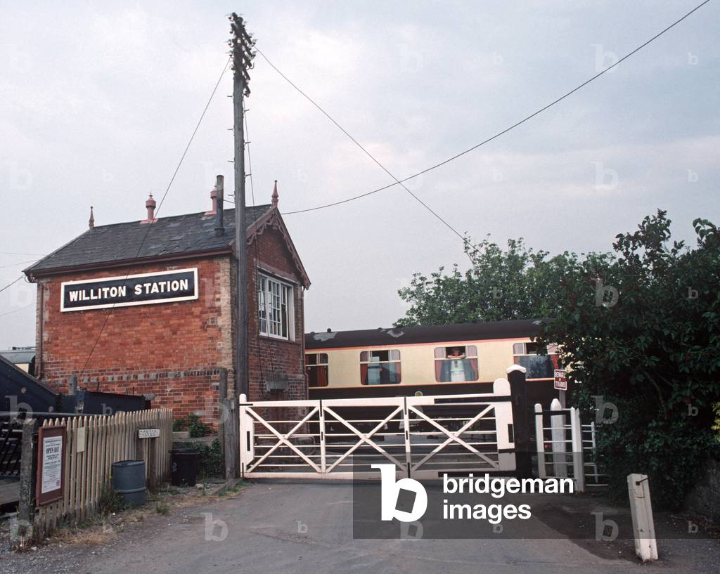 Williton Station and signal box on the West Somerset Heritage Railway, Somerset, England, UK, 1990 (photo)