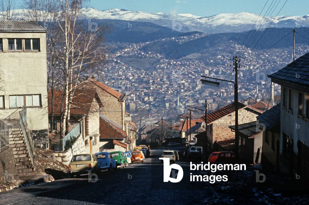 Looking down into Sarajevo from surrounding hills, former Yugoslavia
