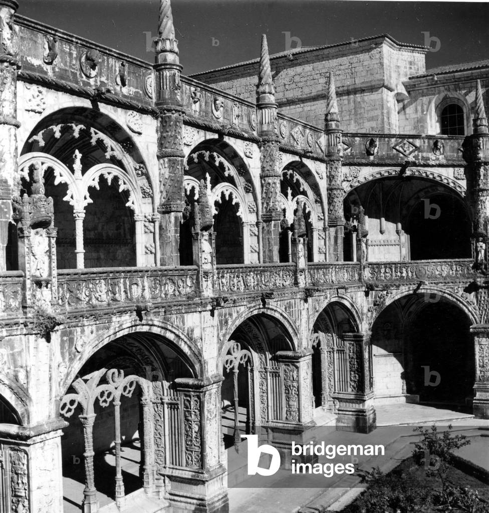 The Jerónimos Monastery or Hieronymites Monastery, Belém, Portugal, 1954 (b/w photo)