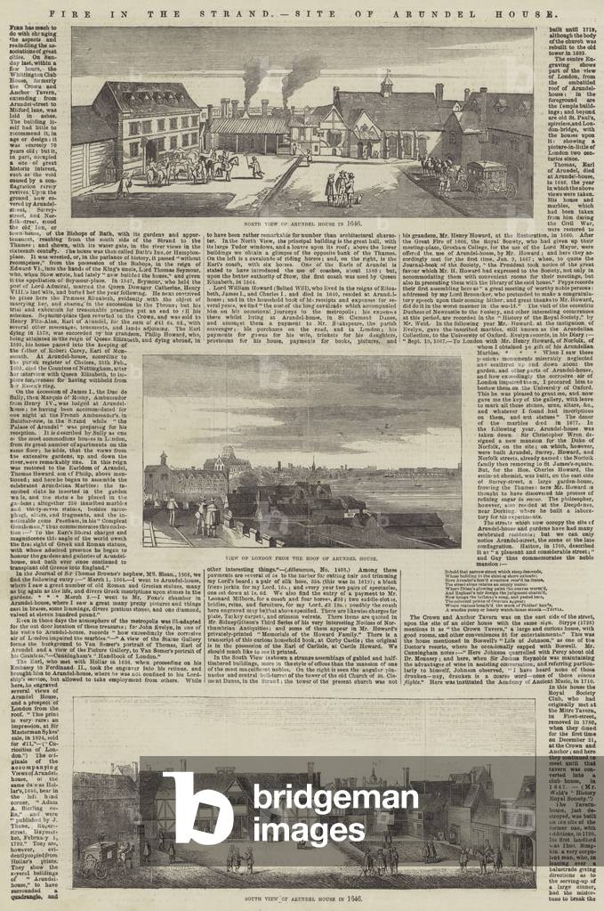 Fire in the Strand, Site of Arundel House (engraving)