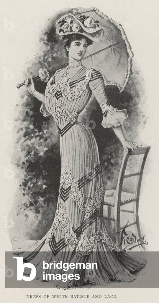 Dress of White Batiste and Lace (litho)