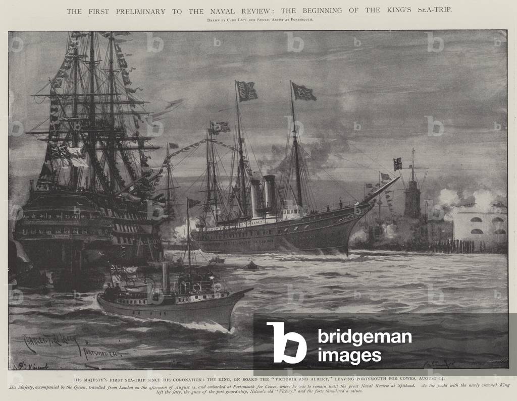The First Preliminary to the Naval Review, the Beginning of the King's Sea-Trip (litho)
