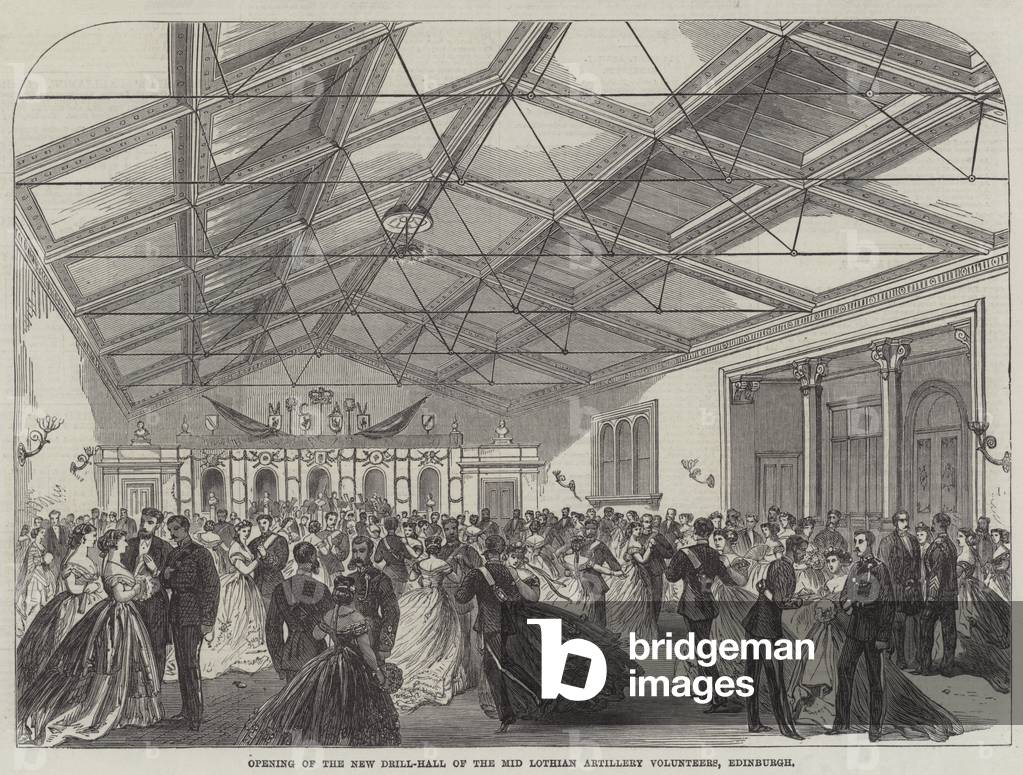 Opening of the New Drill-Hall of the Mid Lothian Artillery Volunteers, Edinburgh (engraving)