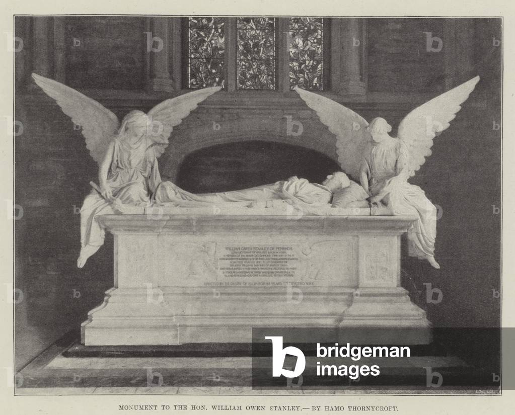 Monument to the Honourable William Owen Stanley, by Hamo Thornycroft (b/w photo)
