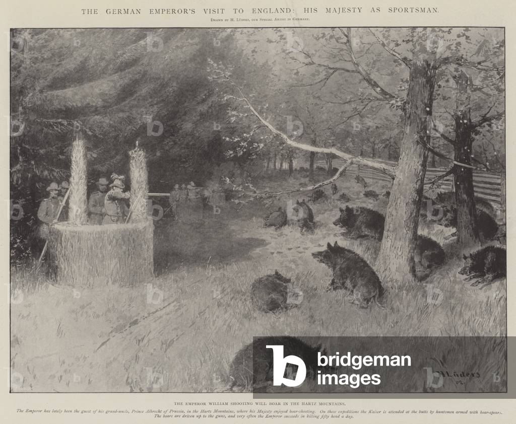 The German Emperor's Visit to England, His Majesty as Sportsman (litho)