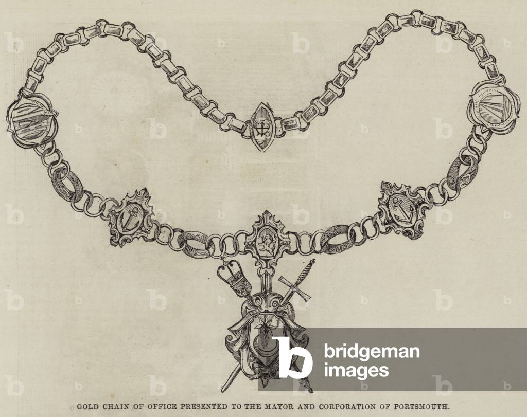 Gold Chain of Office presented to the Mayor and Corporation of Portsmouth (engraving)