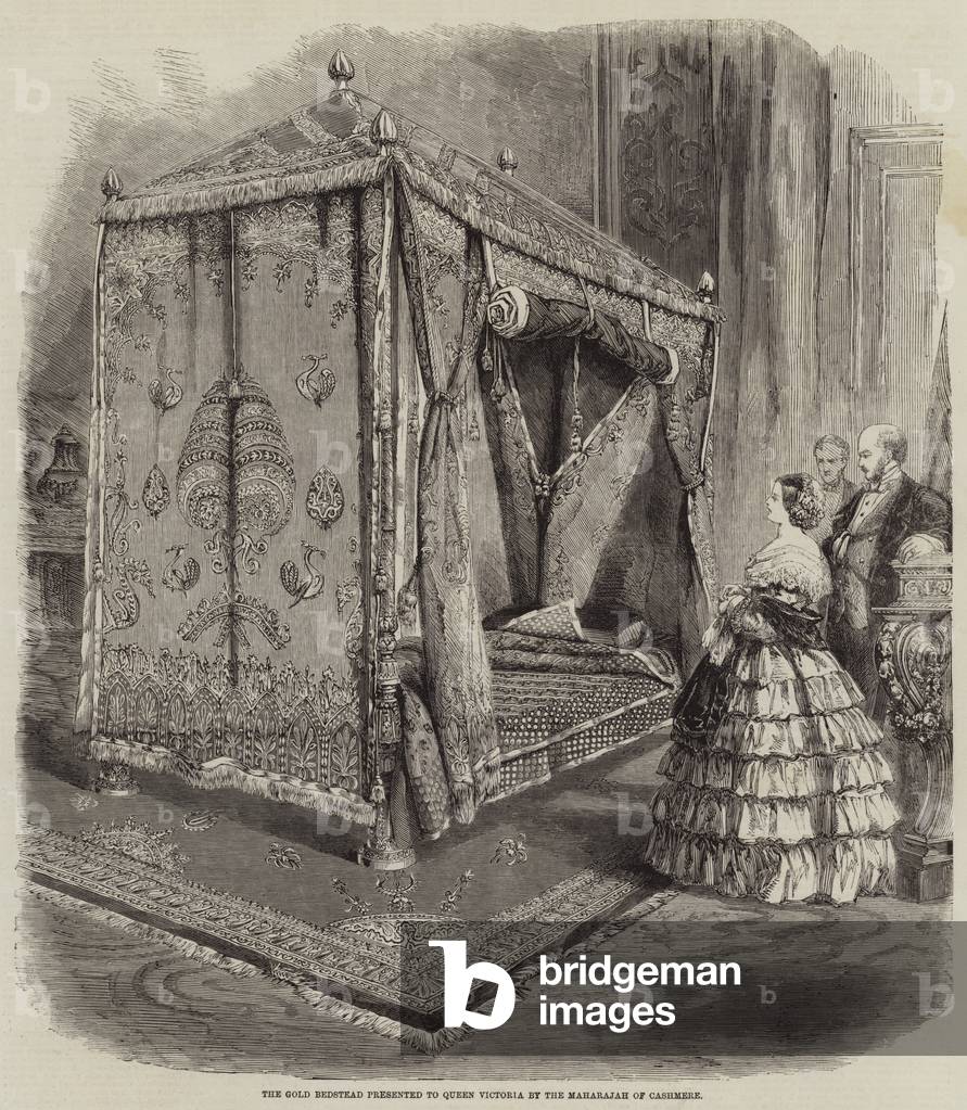 The Gold Bedstead presented to Queen Victoria by the Maharajah of Cashmere (engraving)