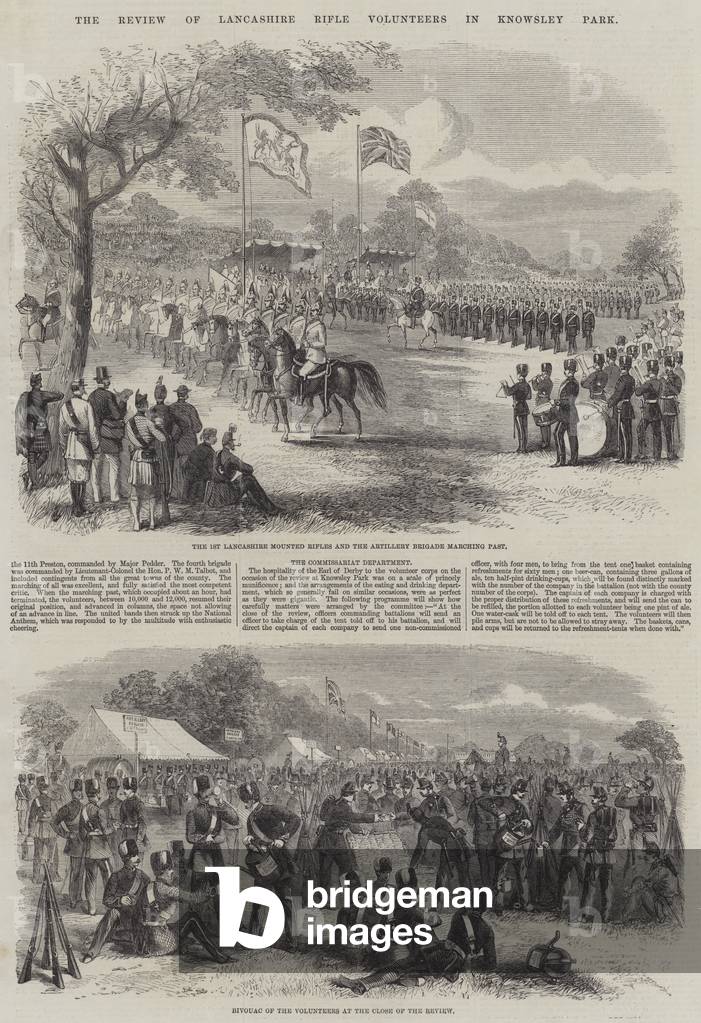 The Review of Lancashire Rifle Volunteers in Knowsley Park (engraving)