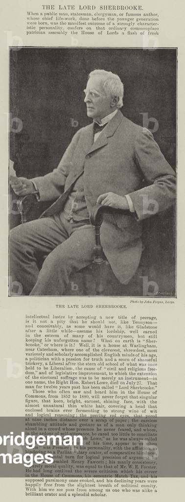 The late Lord Sherbrooke (b/w photo)