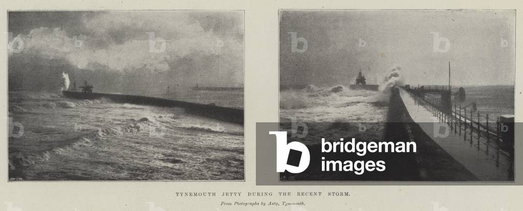 Tynemouth Jetty during the Recent Storm (b/w photo)