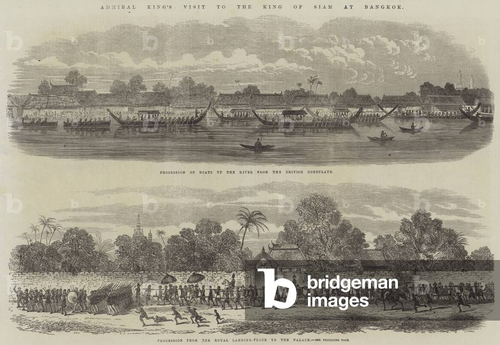 Admiral King's Visit to the King of Siam at Bangkok (engraving)