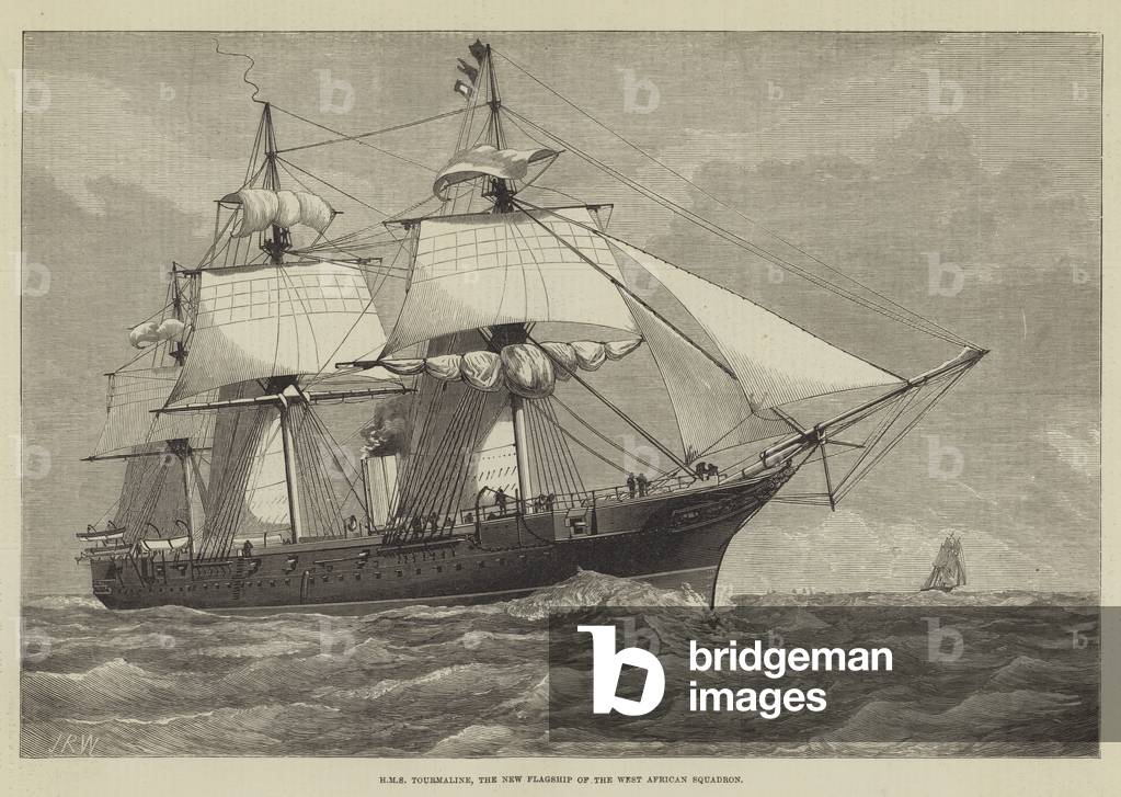 HMS Tourmaline, the New Flagship of the West African Squadron (engraving)