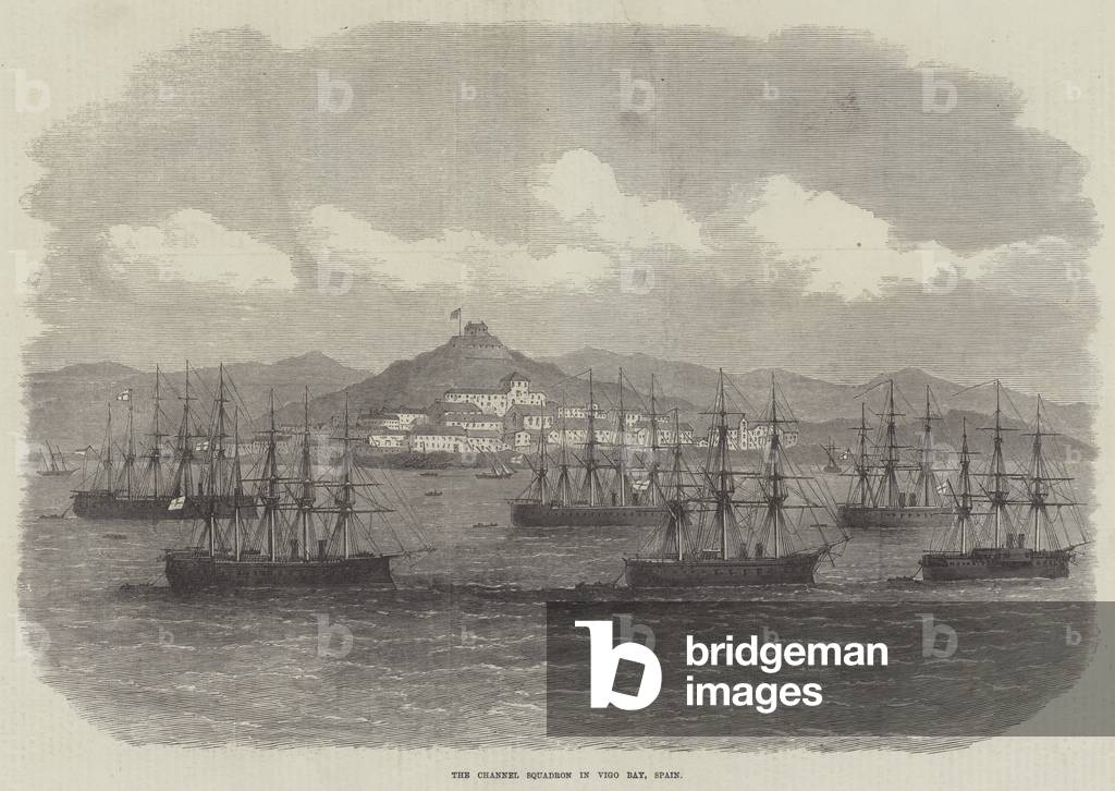The Channel Squadron in Vigo Bay, Spain (engraving)