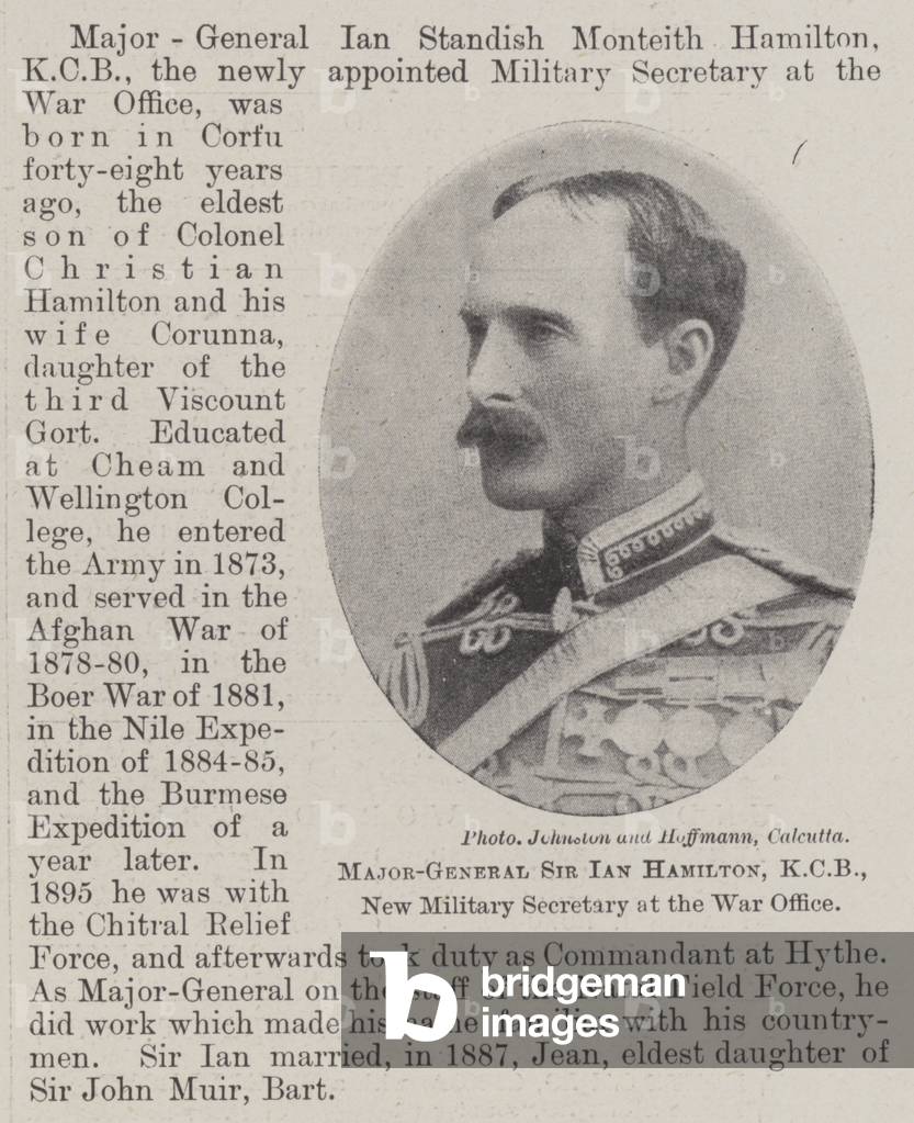 Major-General Sir Ian Hamilton, KCB, New Military Secretary at the War Office (b/w photo)