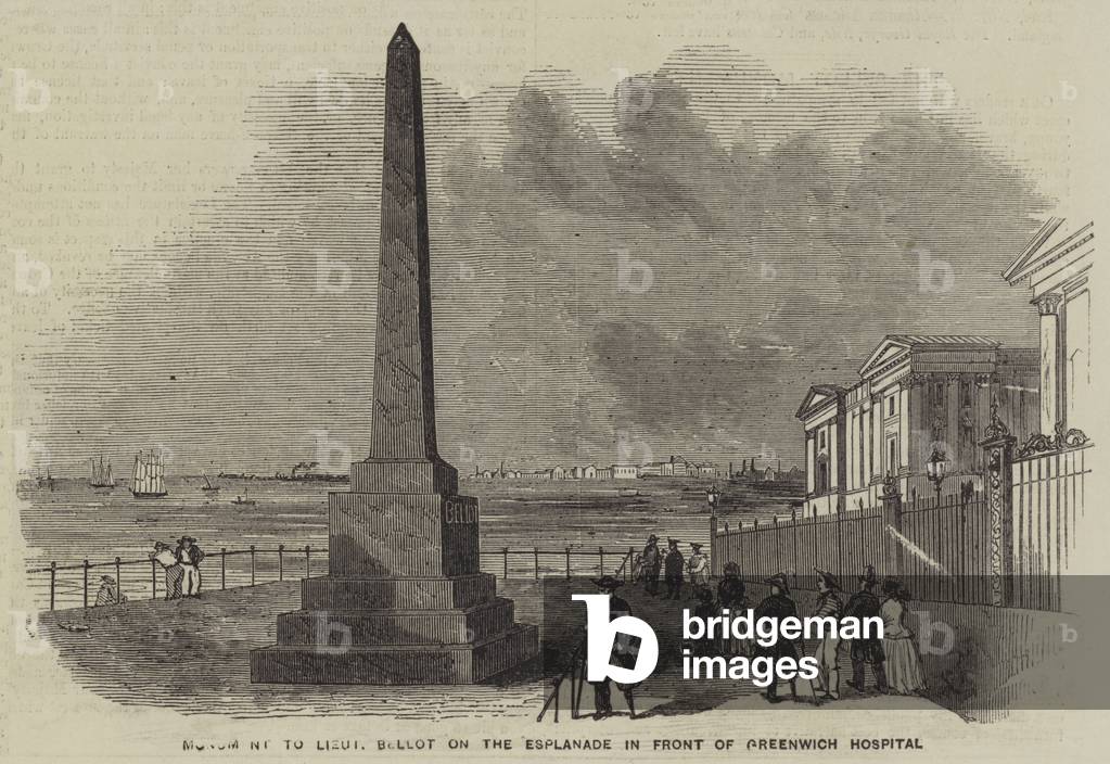 Monument to Lieutenant Bellot on the Esplanade in front of Greenwich Hospital (engraving)