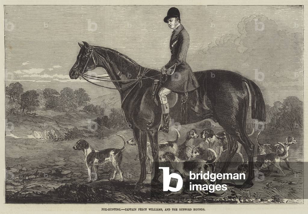 Fox-Hunting, Captain Percy Williams, and the Rufford Hounds (engraving)