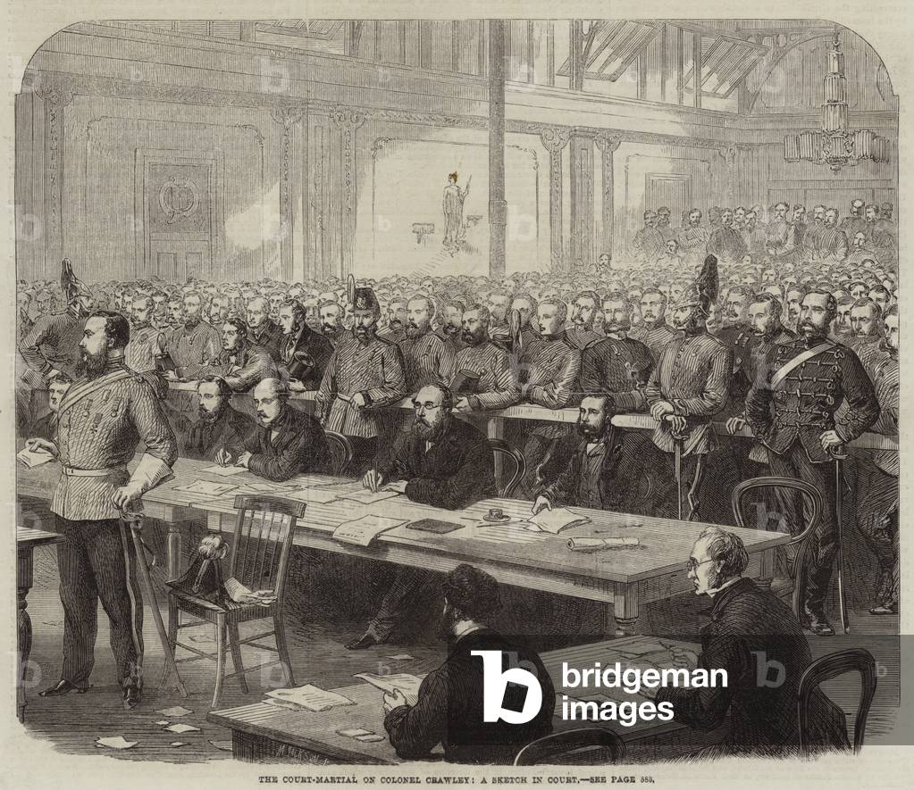 The Court-Martial on Colonel Crawley, a Sketch in Court (engraving)