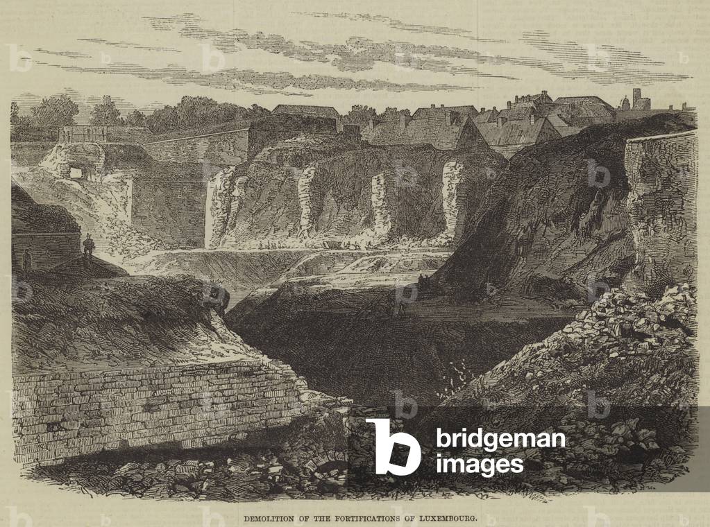 Demolition of the Fortifications of Luxembourg (engraving)
