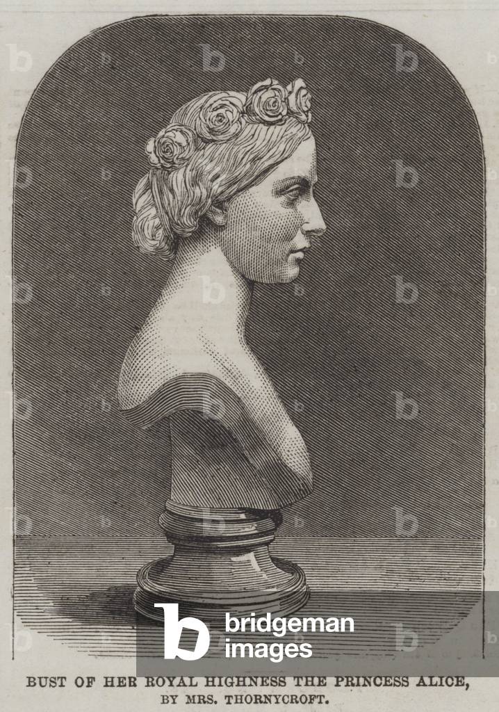 Bust of Her Royal Highness the Princess Alice, by Mrs Thornycroft (engraving)
